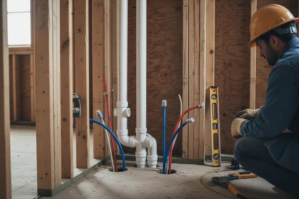 Drain and supply rough-in during Sump Pump Repair in Star